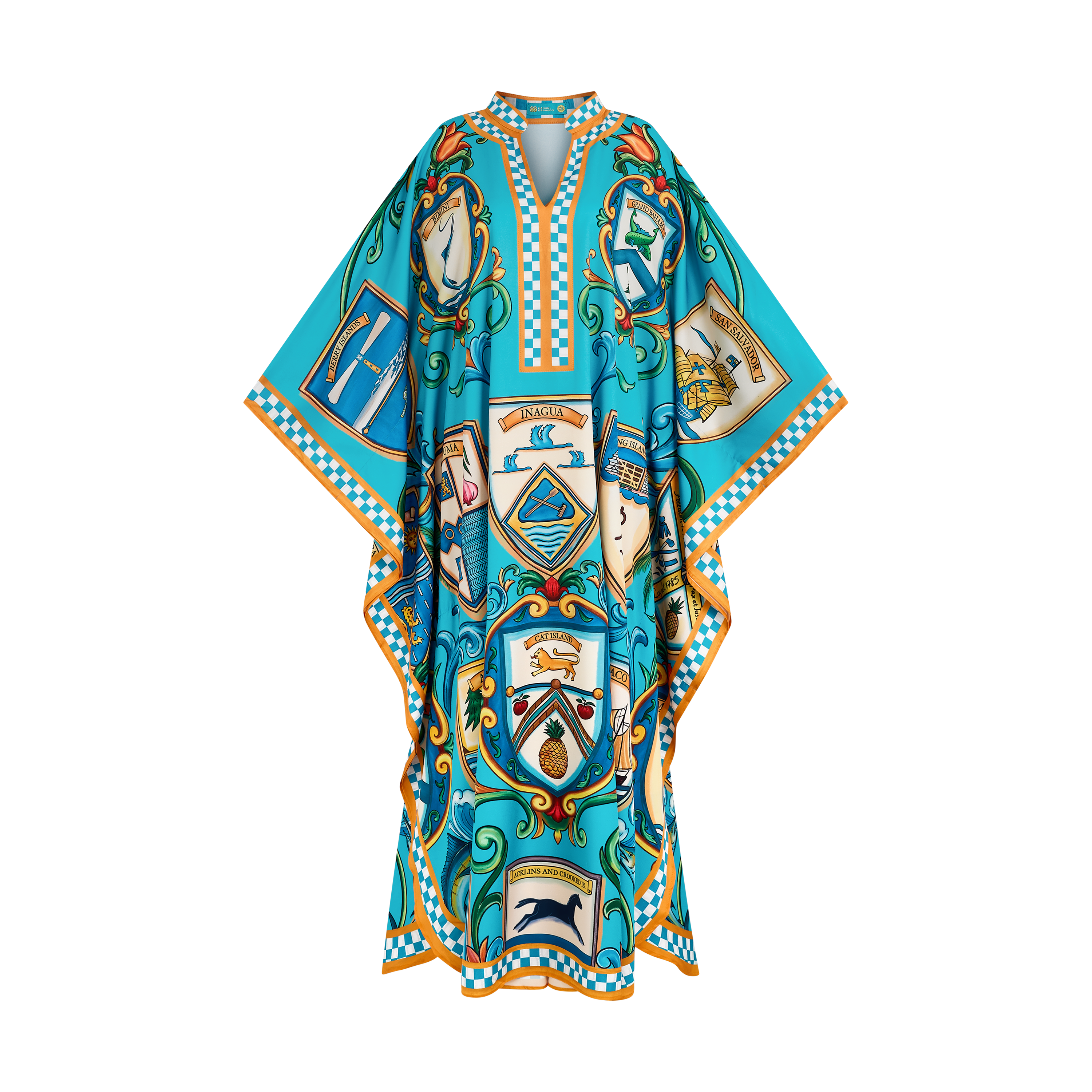 2026 INDEPENDENCE BAND COLLAR KAFTAN-AQUA