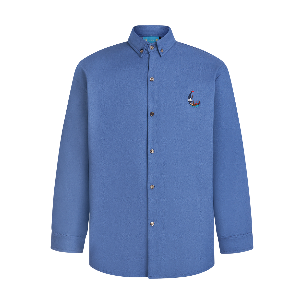 LONG SLEEVE STAPLE BUTTON UP-MID DENIM