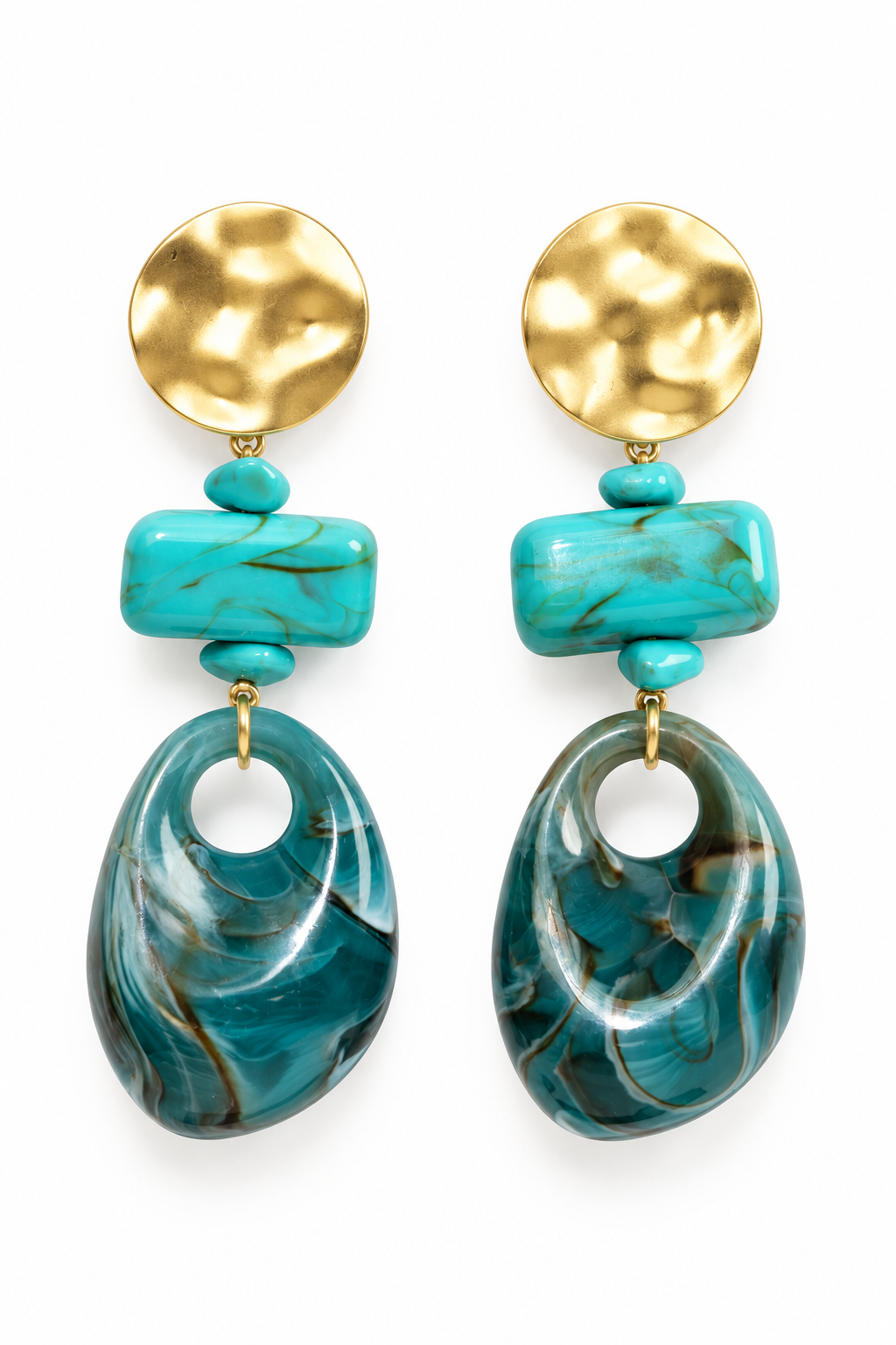 Bahari Marina Turquoise Marble Drop Earrings - Turquoise