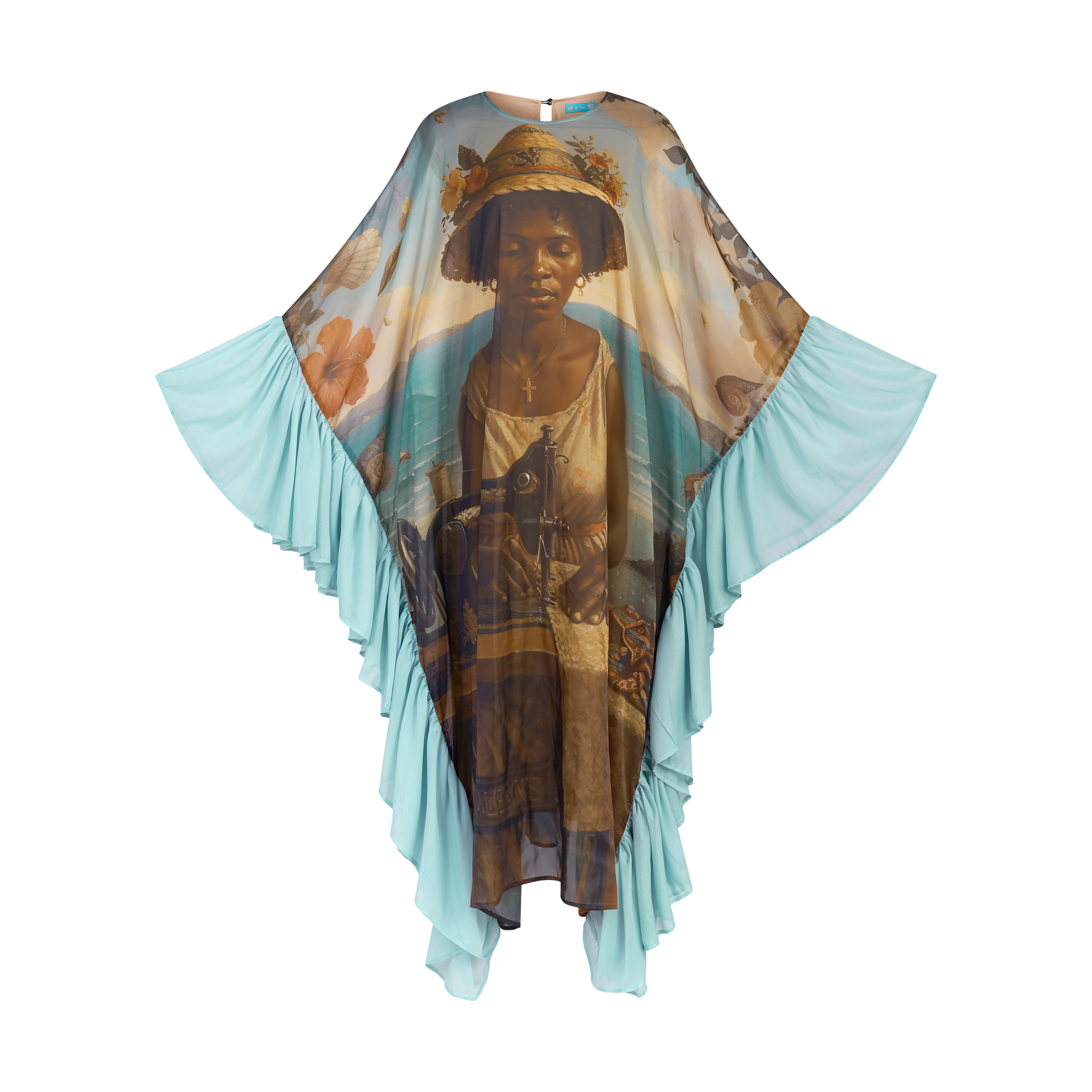 THE MYTHOS RUFFLE KAFTAN- SKY
