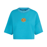 THE COTB MEDALLION CROP TOP-AQUA