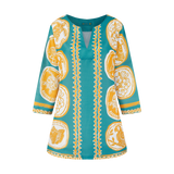 THE COMMERCIA TUNIC BLOUSE-AQUA