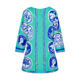 COMMERCIA TUNIC BLOUSE-SEAFOAM ROYAL