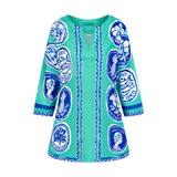 COMMERCIA TUNIC BLOUSE-SEAFOAM ROYAL