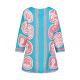 COMMERCIA TUNIC BLOUSE-AQUA CORAL