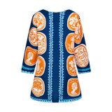 COMMERCIA TUNIC BLOUSE-NAVY ORANGE