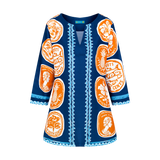 COMMERCIA TUNIC BLOUSE-NAVY ORANGE