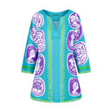 COMMERCIA TUNIC BLOUSE-AQUA PURPLE