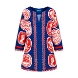 COMMERCIA TUNIC BLOUSE-NAVY RED