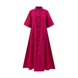 THE STROMBUS MAXI SHIRT DRESS-FUCHSIA