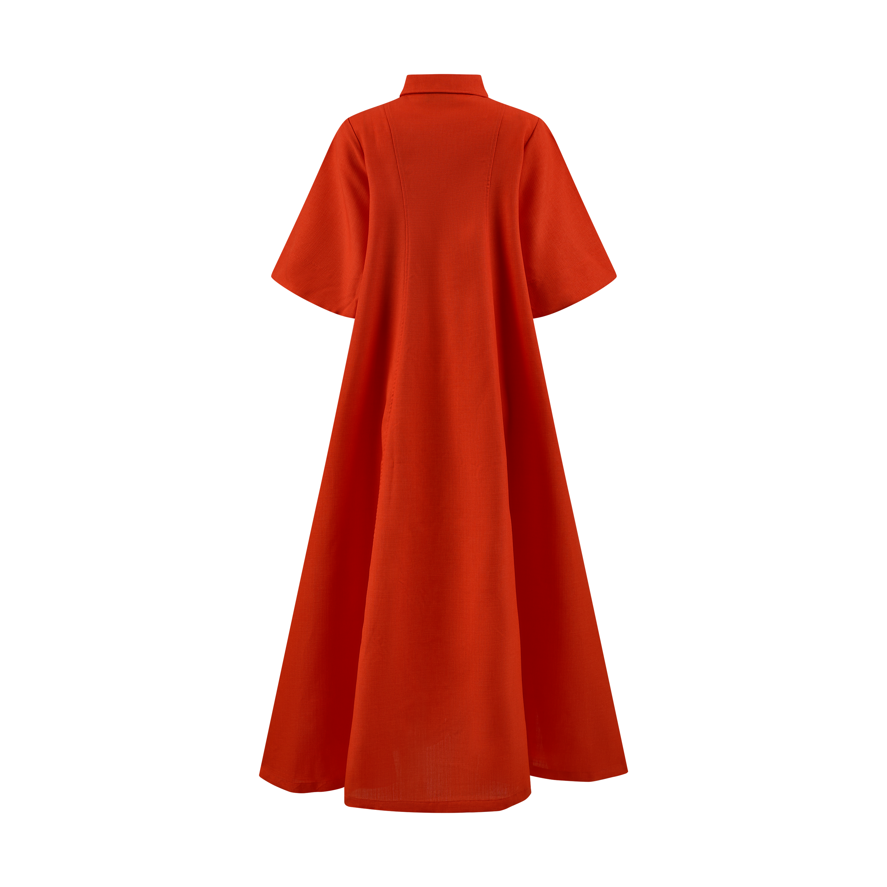 THE STROMBUS MAXI SHIRT DRESS-TANGERINE