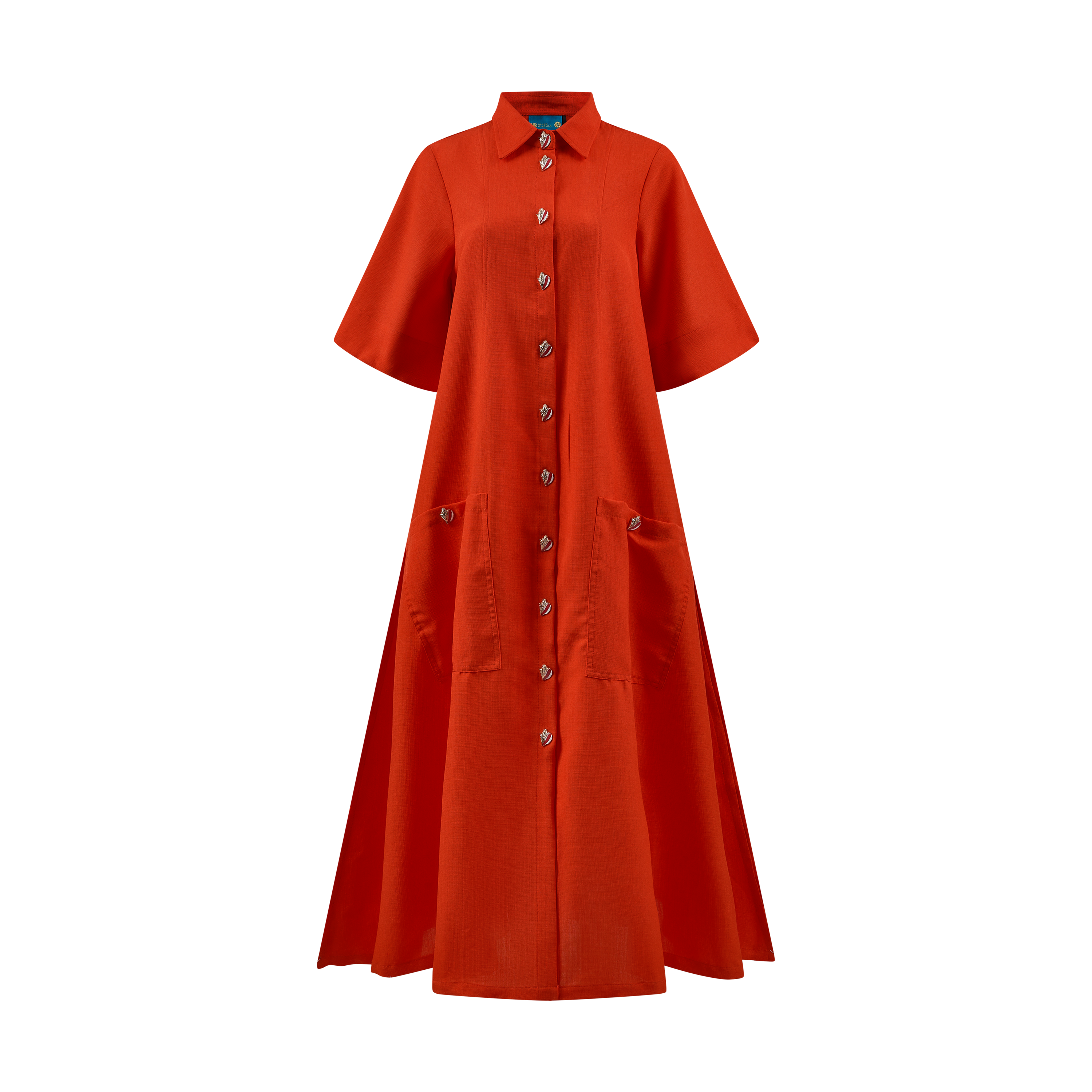 THE STROMBUS MAXI SHIRT DRESS-TANGERINE