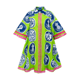 COMMERCIA SHIRT DRESS-GREEN NAVY