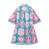 COMMERCIA SHIRT DRESS-AQUA CORAL