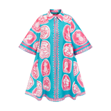 COMMERCIA SHIRT DRESS-AQUA CORAL