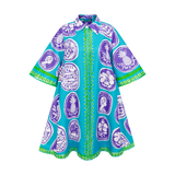 COMMERCIA SHIRT DRESS-AQUA PURPLE