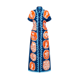 COMMERCIA RUCHED DRESS-NAVY ORANGE