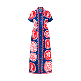 COMMERCIA RUCHED DRESS-NAVY RED