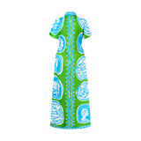 COMMERCIA RUCHED DRESS-GREEN AQUA