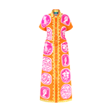 COMMERCIA RUCHED DRESS-TANGERINE PINK