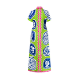 COMMERCIA RUCHED DRESS-GREEN NAVY