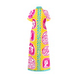 COMMERCIA RUCHED DRESS-YELLOW PINK