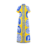 COMMERCIA RUCHED DRESS-YELLOW ROYAL