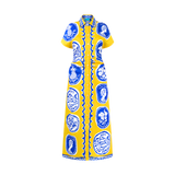 COMMERCIA RUCHED DRESS-YELLOW ROYAL