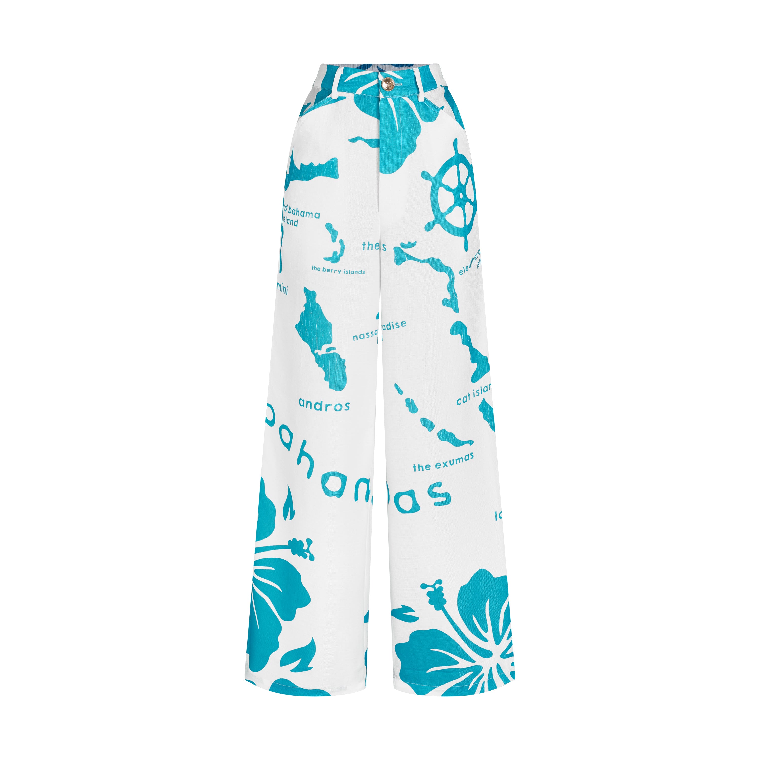 THE ARCHIPELAGO PANTS-WHITE & AQUA