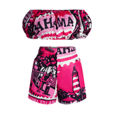 2025 BREAST CANCER OFF-SHOULDER PANT SET