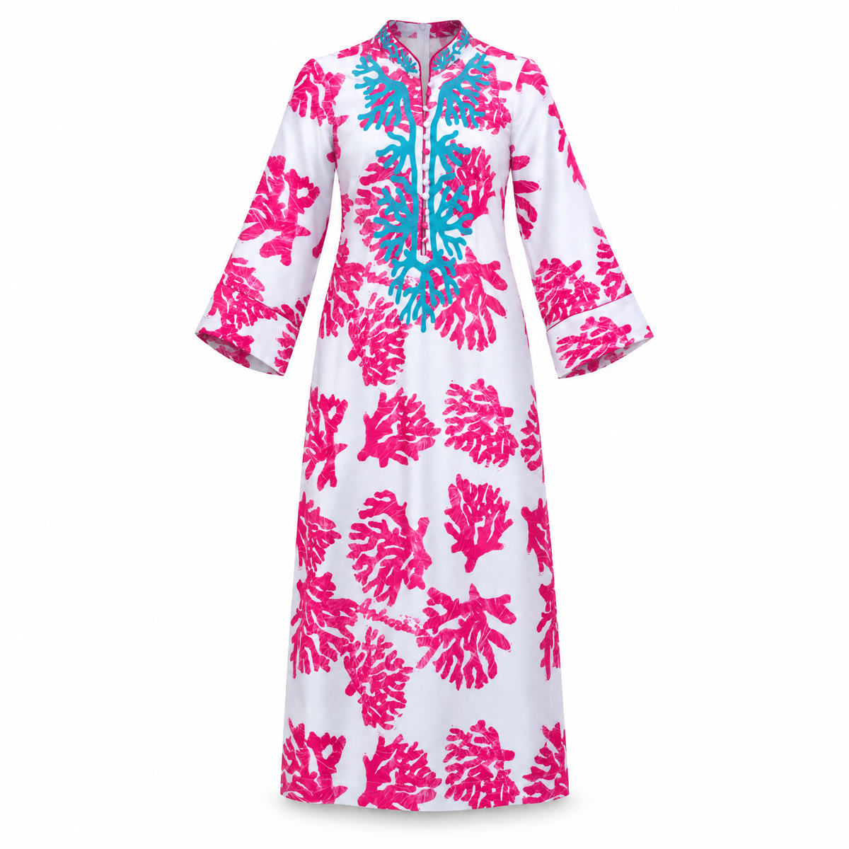 Bahari Androsia Column Maxi Kaftan-White