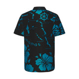 THE ARCHIPELAGO BUTTON UP- BLACK & AQUA