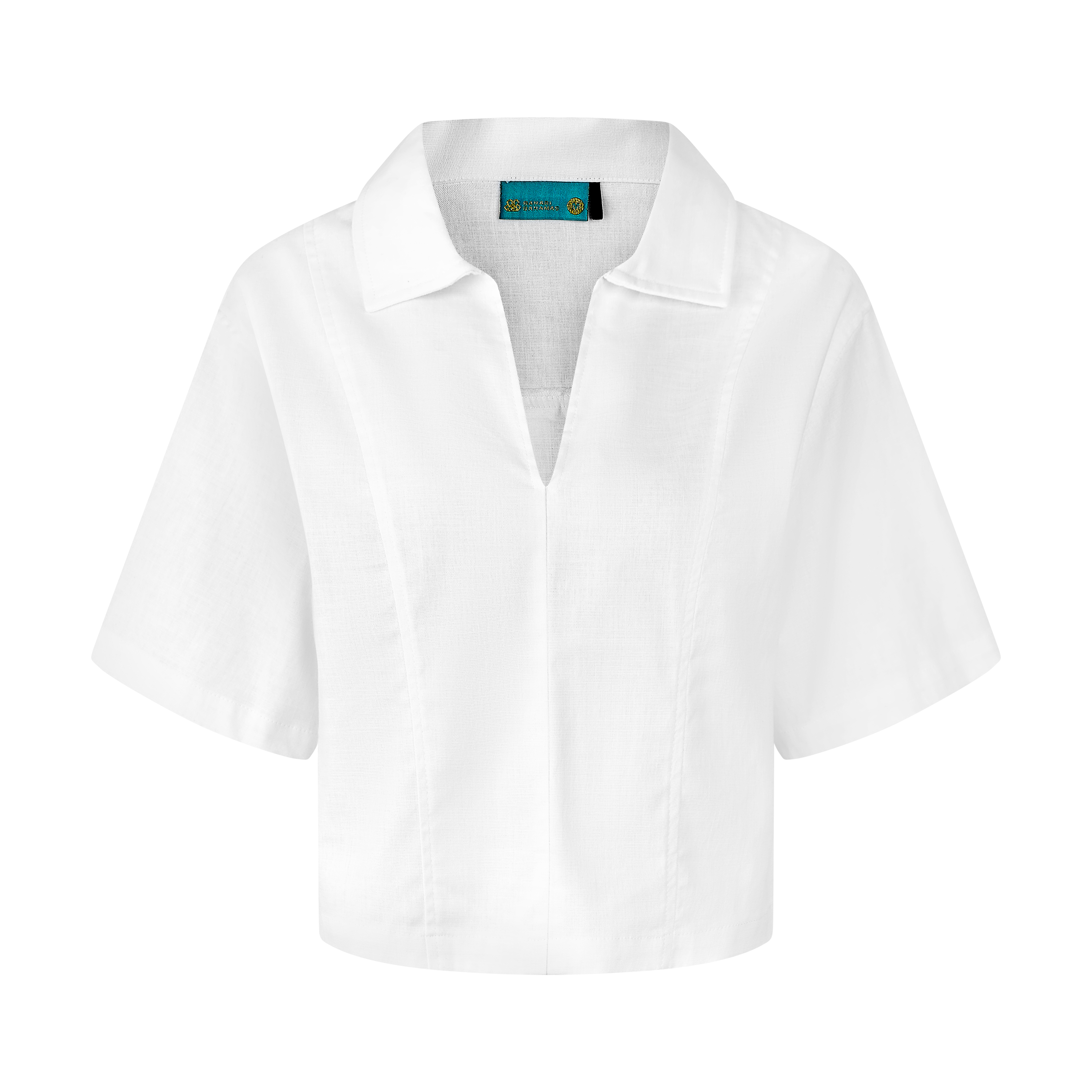 WHITE LINEN CROP BLOUSE