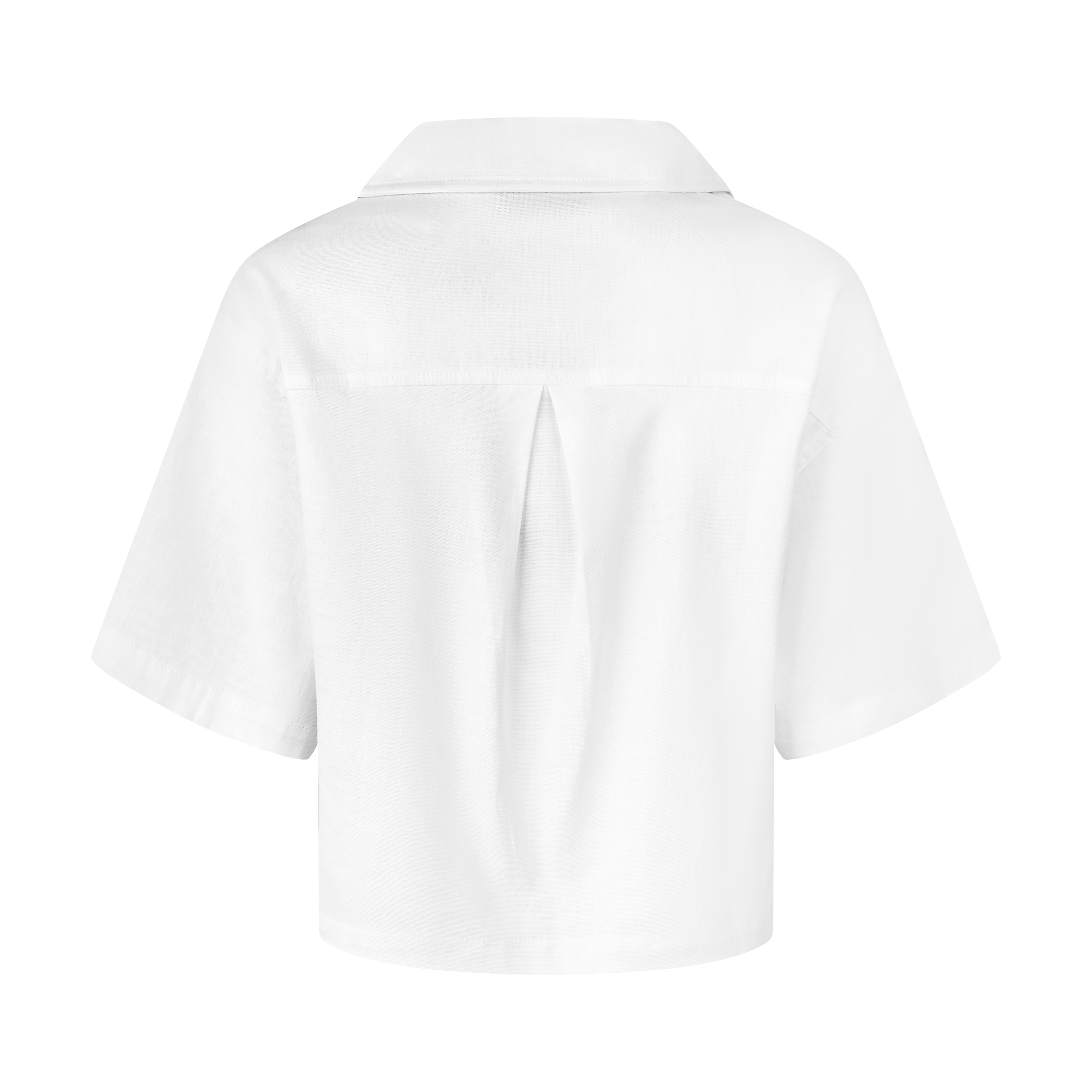 WHITE LINEN CROP BLOUSE