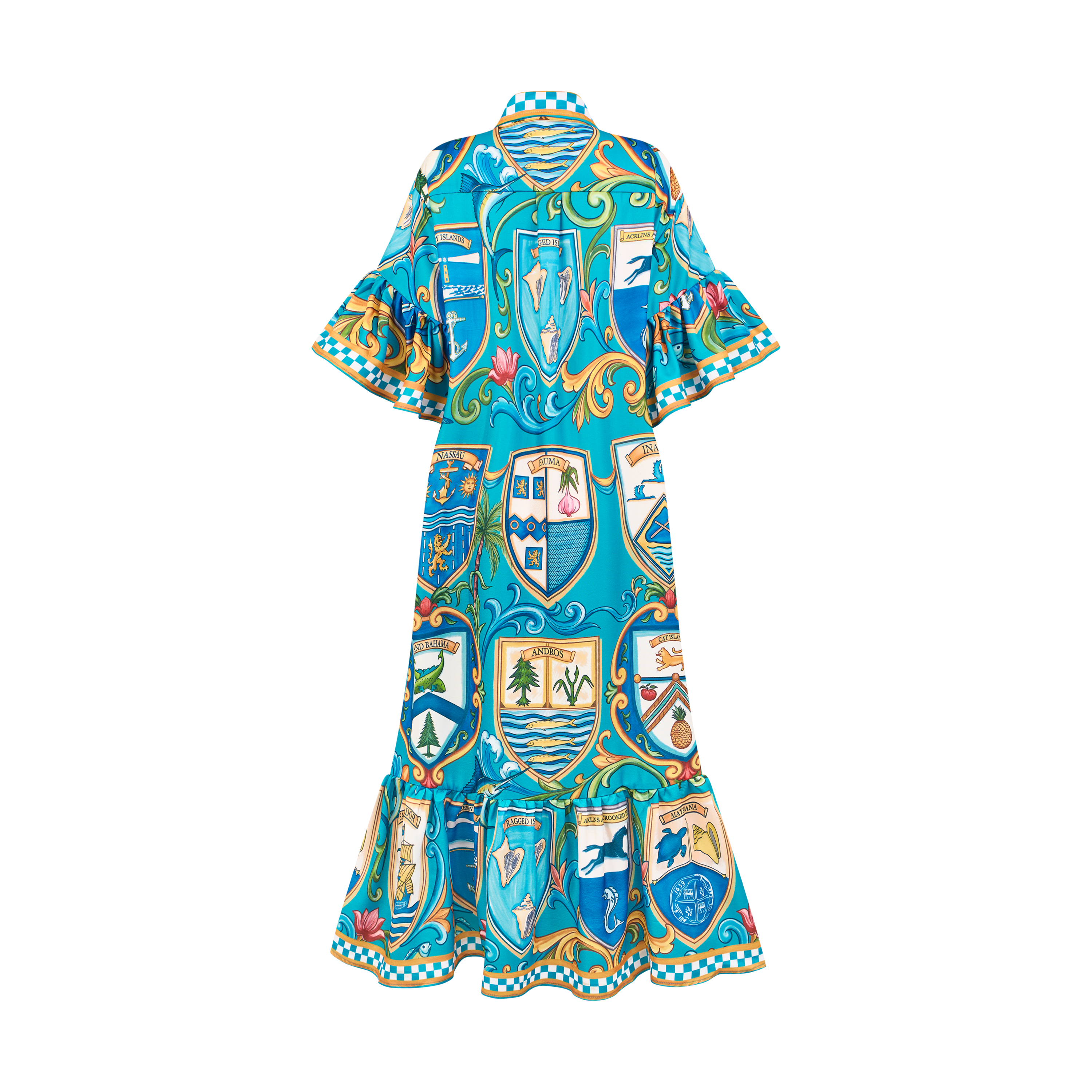 2026 INDEPENDENCE RUFFLE MIDI DRESS-AQUA