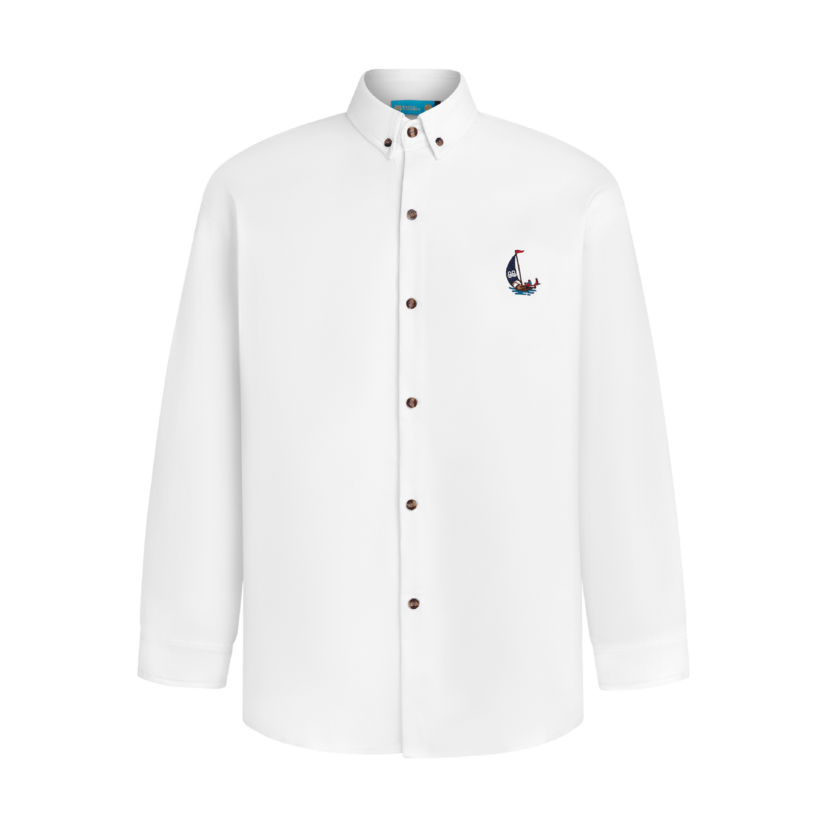 LONG SLEEVE STAPLE BUTTON UP-WHITE