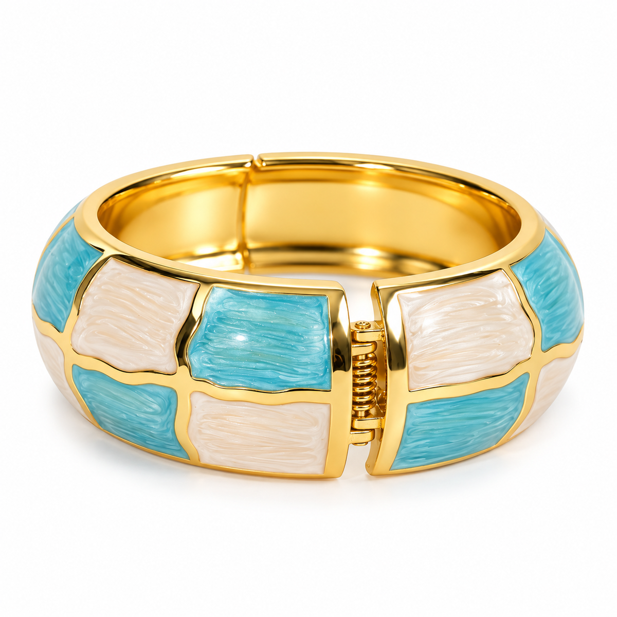 Bahari Junkanoo Blue Color-Block Bangle - Sky Blue/White
