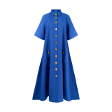 THE COMMERCIA MAXI SHIRT DRESS-BLUE