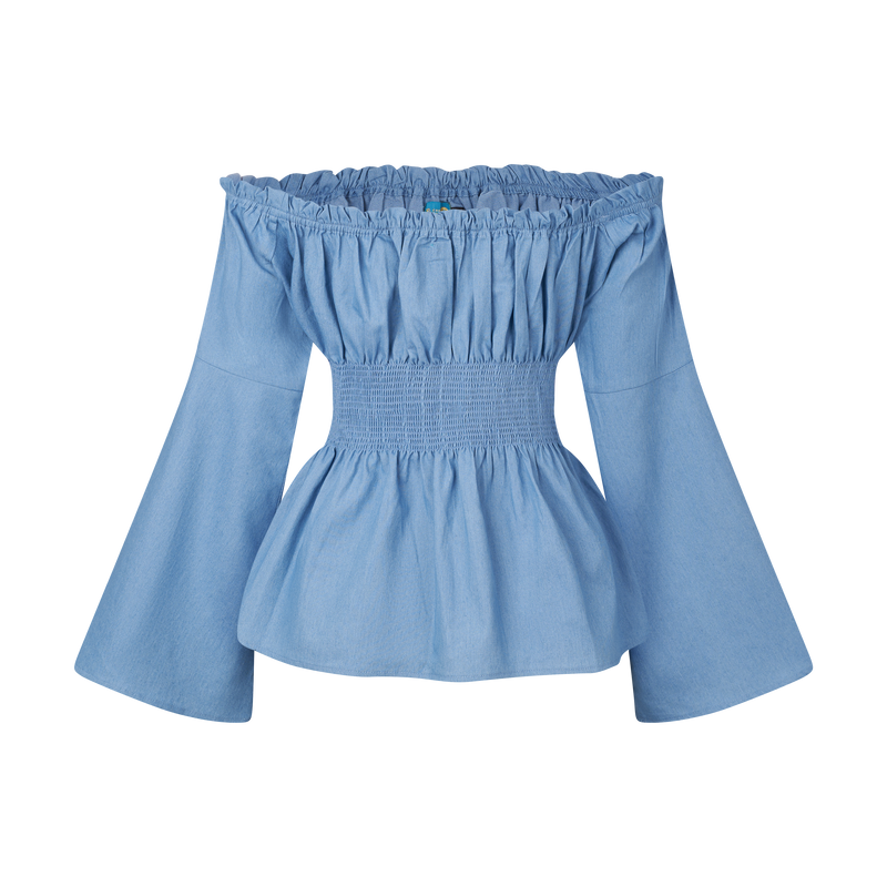 THE DENIM PEASANT BLOUSE-LIGHT