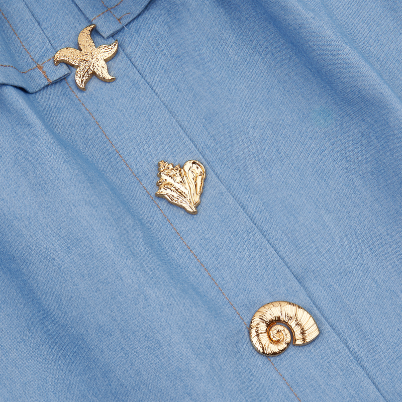 THE DENIM RUFFLE BARDOT-LIGHT