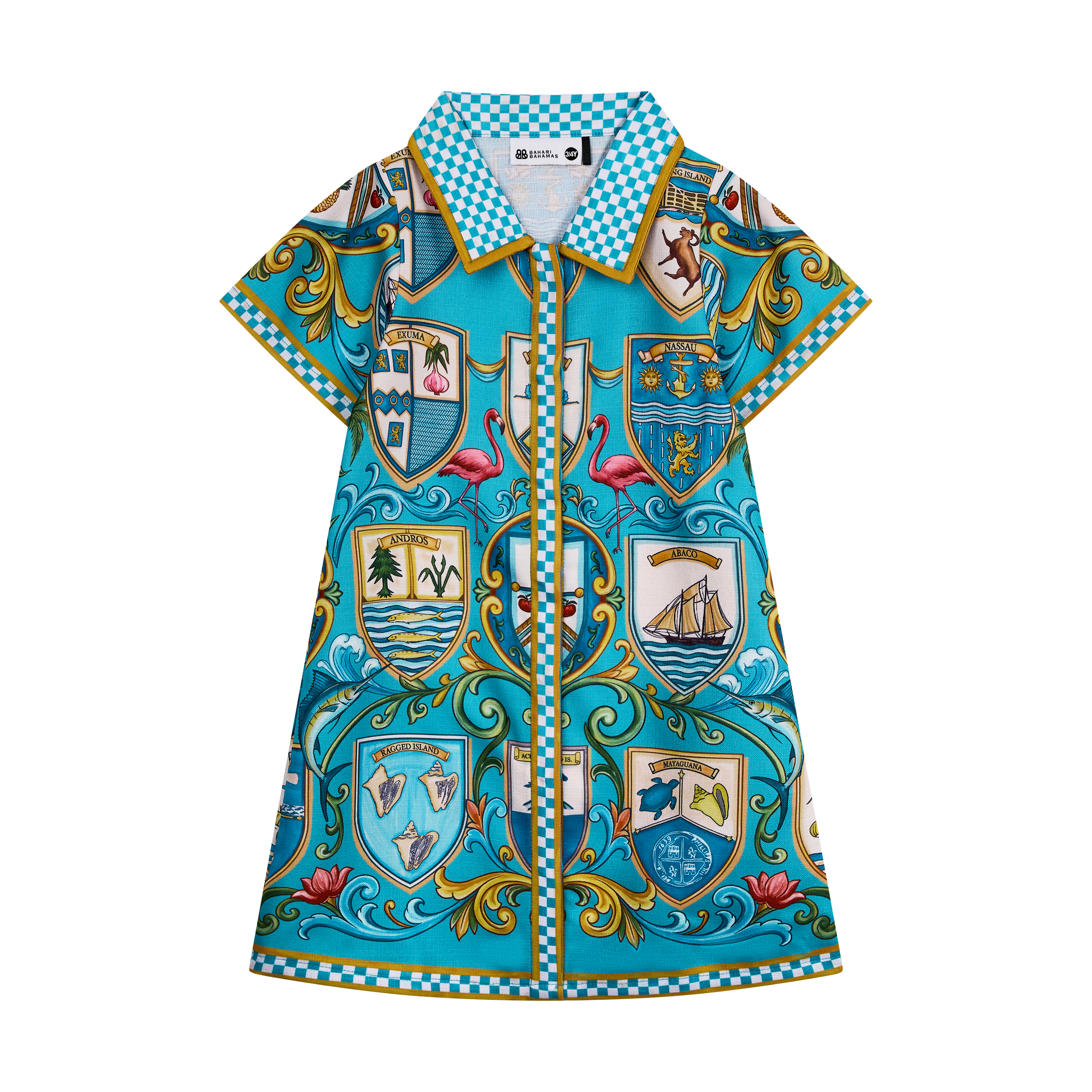 THE 53RD INDEPENDENCE GIRL'S SHIRT DRESS-AQUA