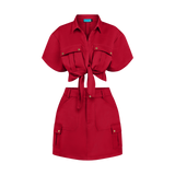 THE BOHIO SKIRT SET-BURGUNDY