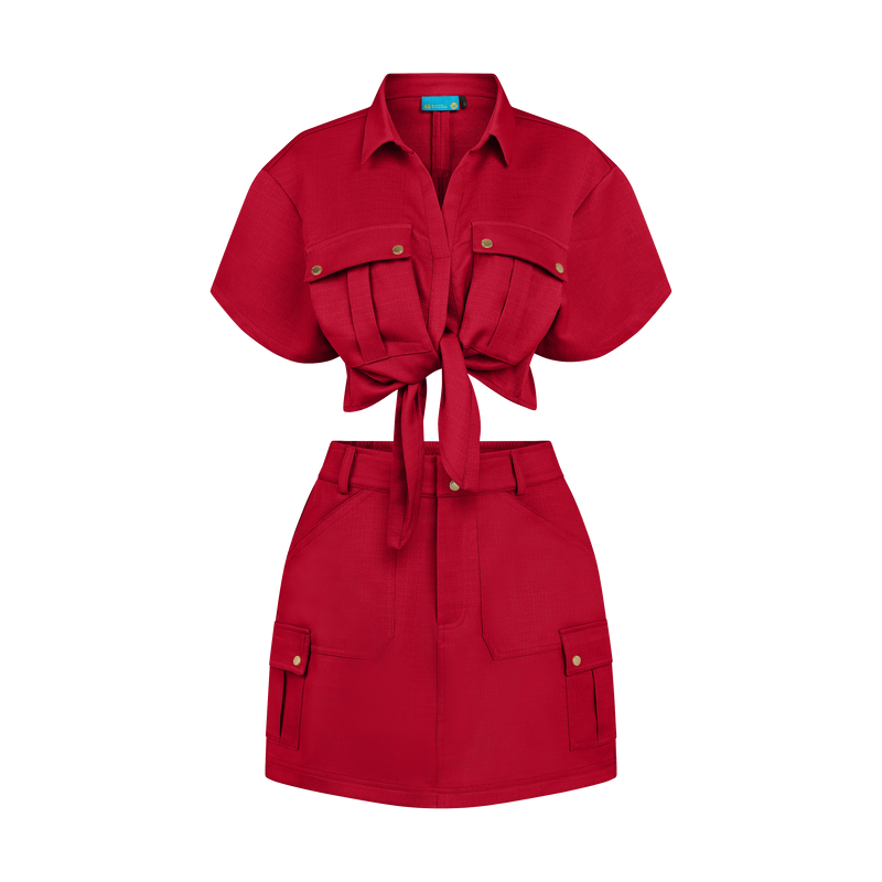 THE BOHIO SKIRT SET-BURGUNDY
