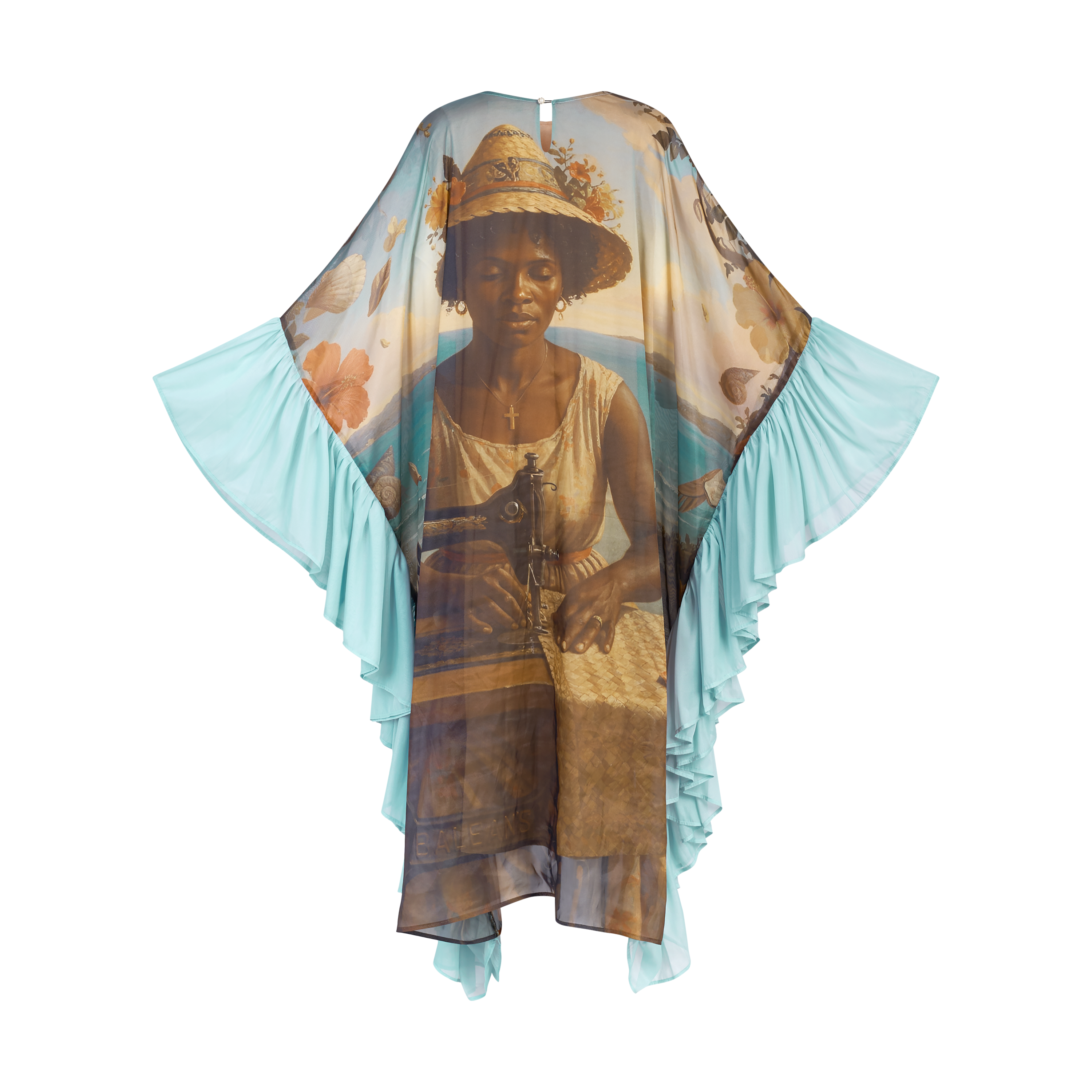 THE MYTHOS RUFFLE KAFTAN- SKY