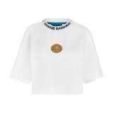 THE COTB MEDALLION CROP TOP-WHITE