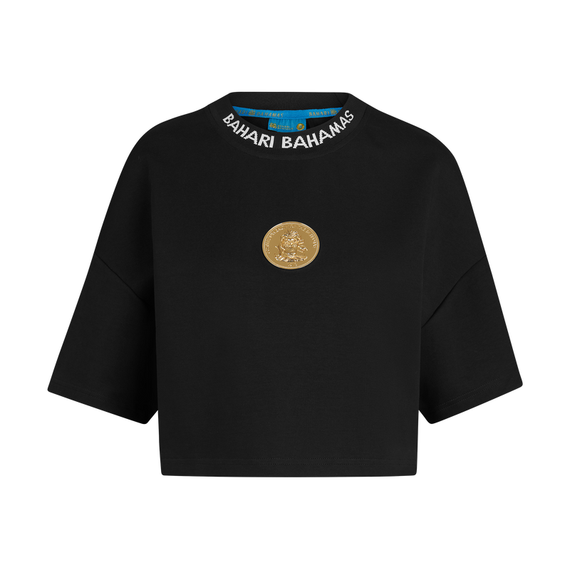 THE COTB MEDALLION CROP TOP-BLACK
