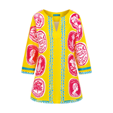COMMERCIA TUNIC BLOUSE-YELLOW PINK