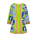 COMMERCIA TUNIC BLOUSE-GREEN NAVY