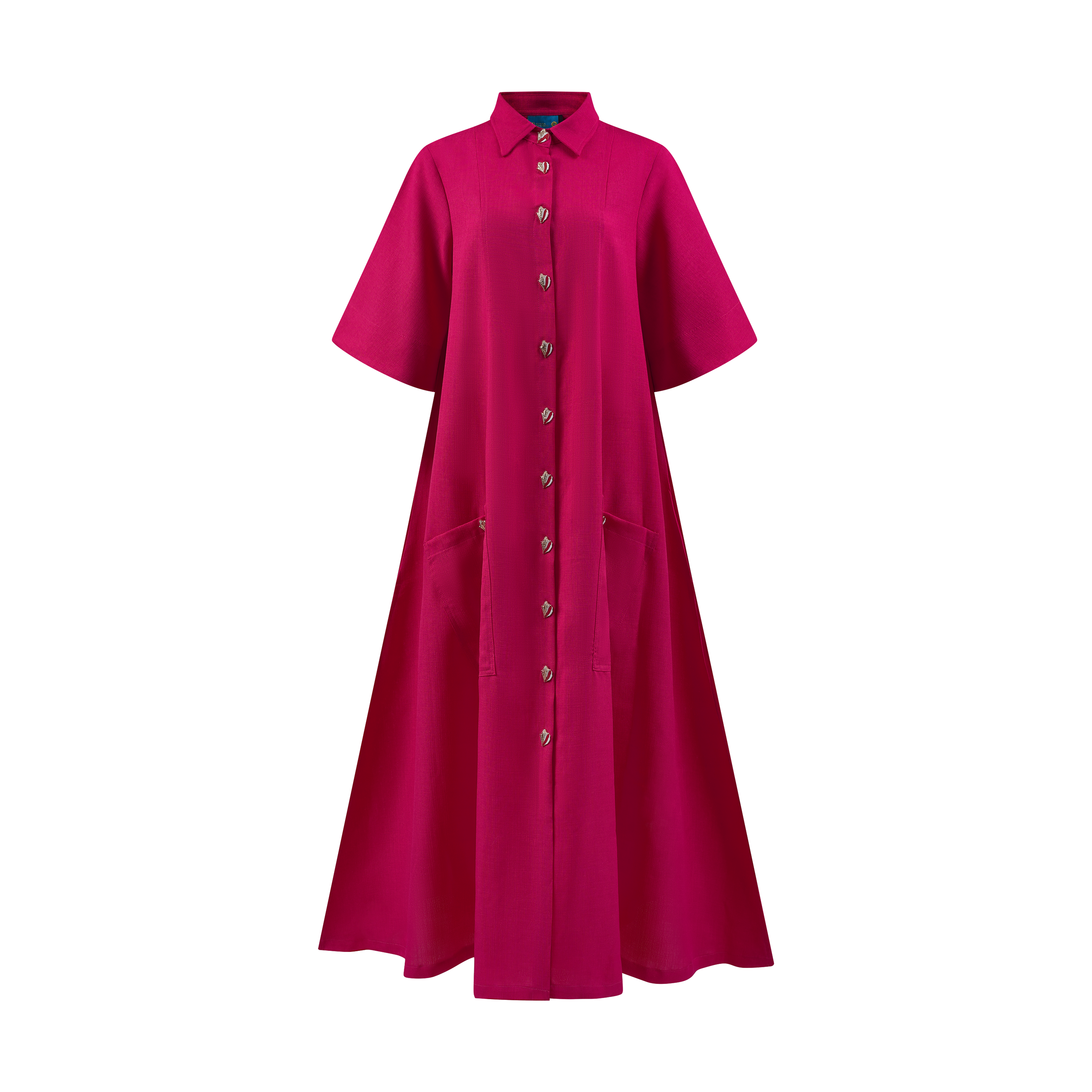 THE STROMBUS MAXI SHIRT DRESS-FUCHSIA