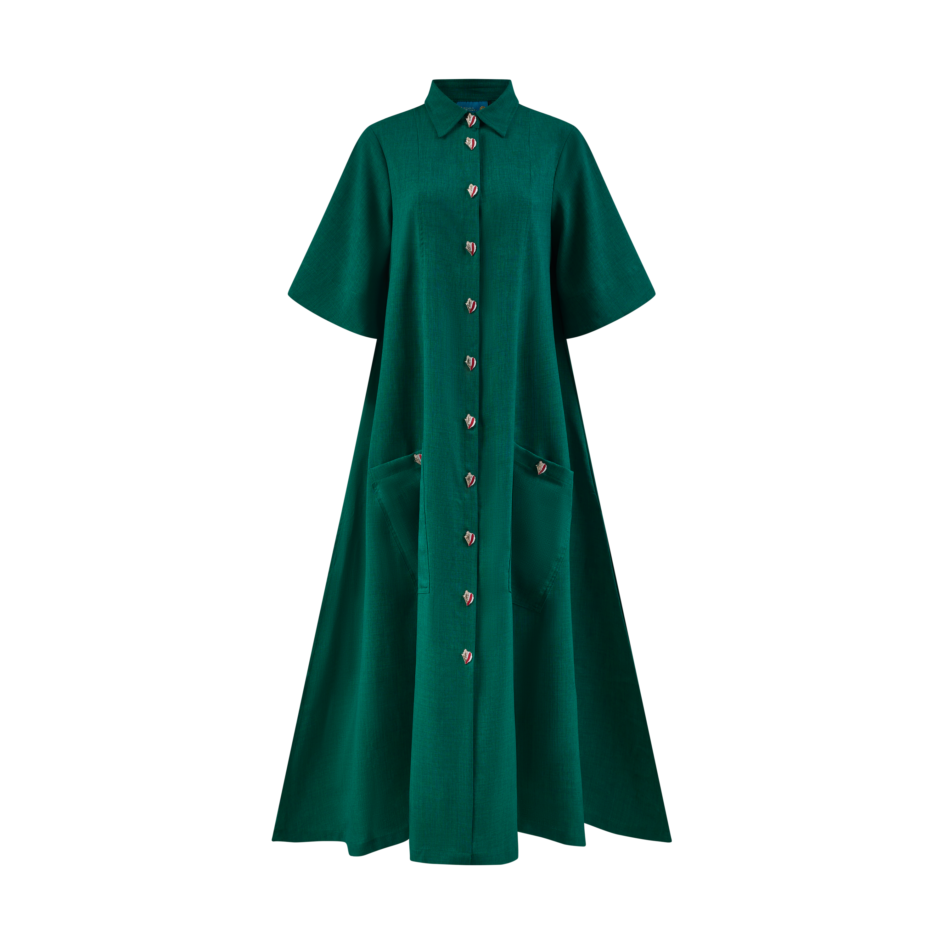 THE STROMBUS MAXI SHIRT DRESS-EMERALD